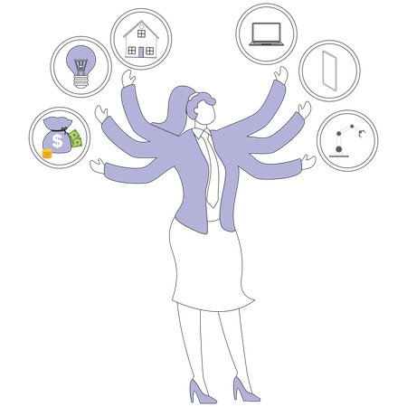 Businessman working with technological advancement  Illustration