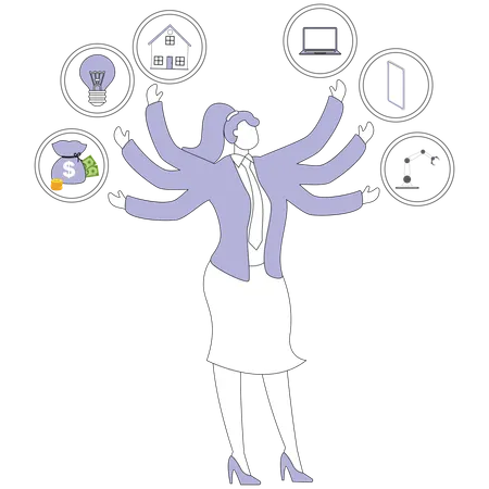 Businessman working with technological advancement  Illustration