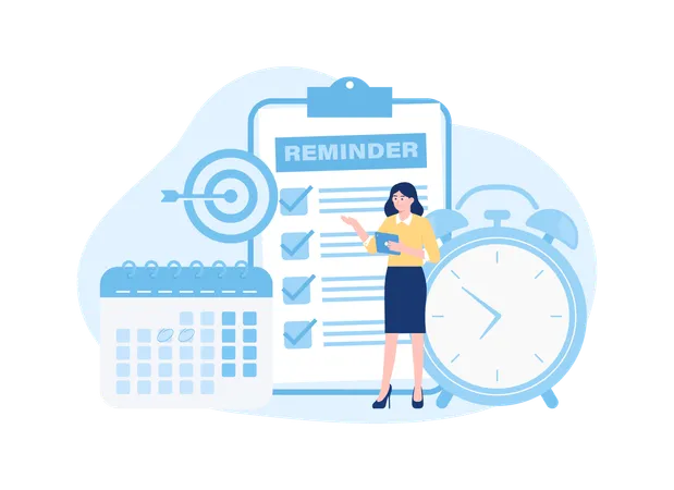 Businessman Working With Time And Date Reminder Trending Concept Flat Illustration イラスト