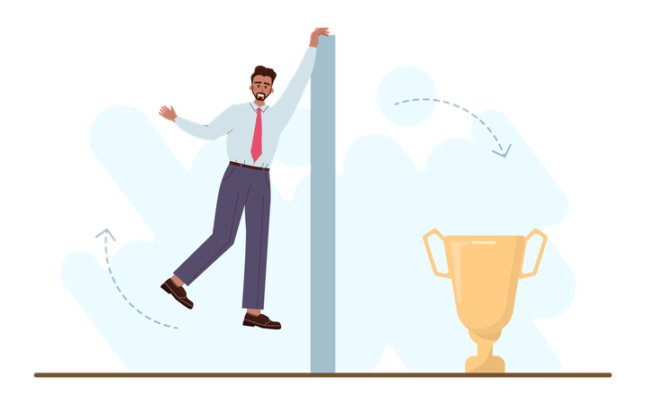 Businessman works for business trophy  Illustration