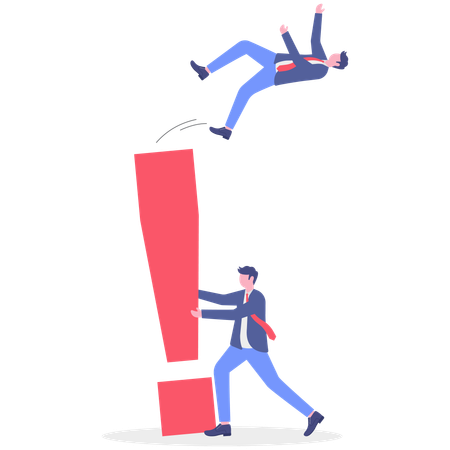 Businessman works for exclamation  Illustration