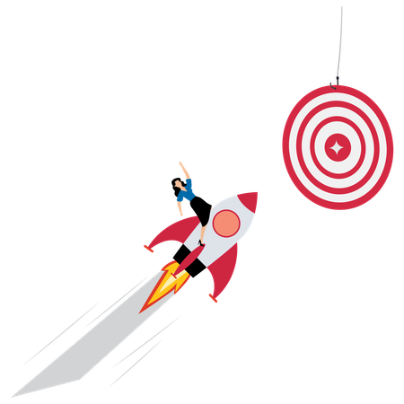 Businessman works for launching target  Illustration