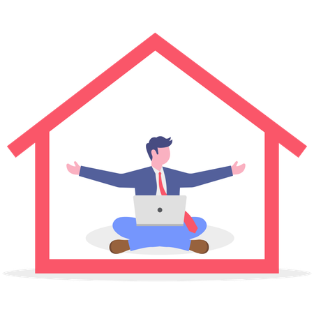 Businessman works from home  Illustration