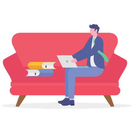 Businessman works from home  Illustration
