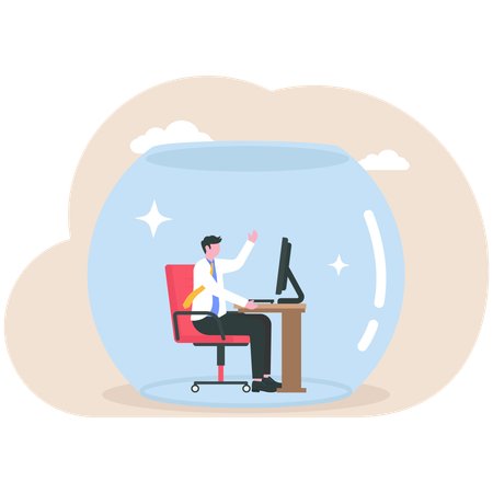 Businessman works from home  Illustration