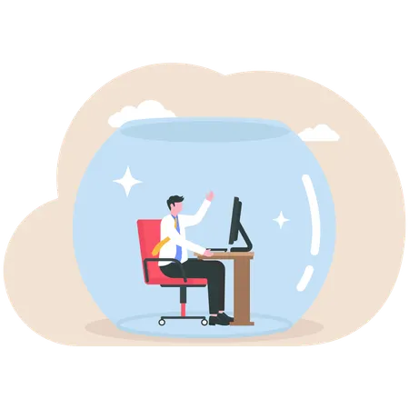 Businessman works from home  Illustration