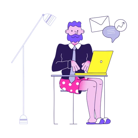 Businessman works in office  Illustration