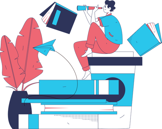 Businessman works on business projects  Illustration