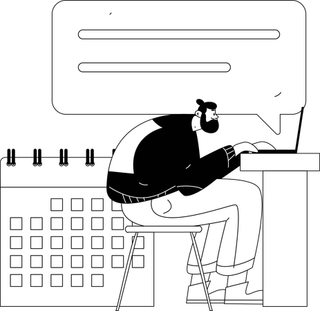 Businessman works on business schedule  Illustration