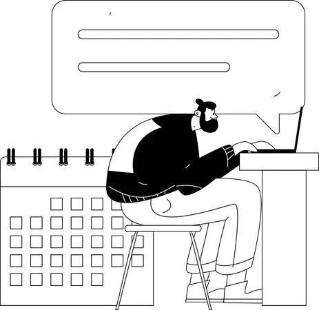 Businessman works on business schedule  Illustration