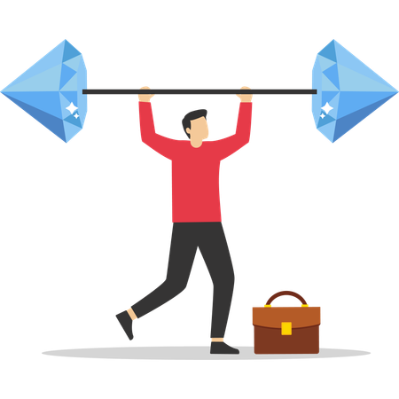 Businessman works on fitness goals  Illustration