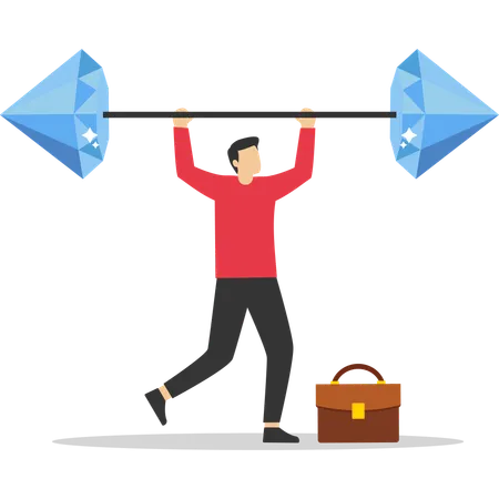 Businessman works on fitness goals  Illustration