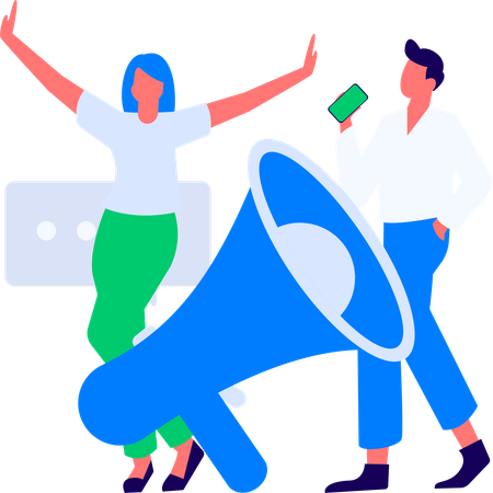 Businessman works on market campaign  Illustration