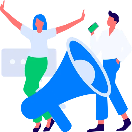 Businessman works on market campaign  Illustration
