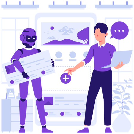 Businessman works with AI  Illustration