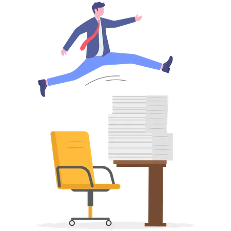 Businessman works with business workload  Illustration