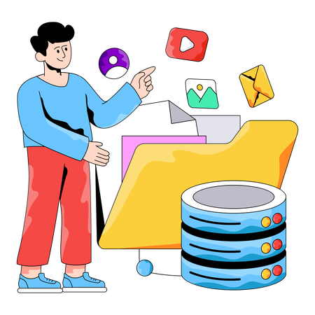 Businessman works with Cloud Data Storage  Illustration