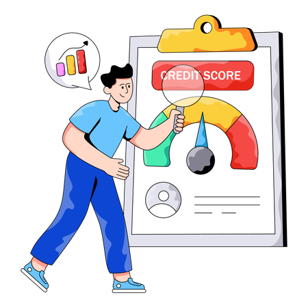 Businessman works with Credit Score  Illustration