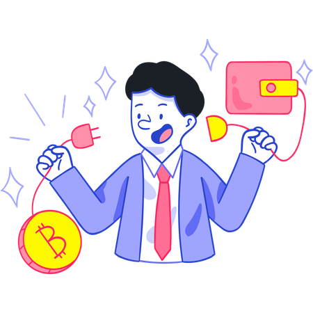 Businessman works with Financial Technologies  Illustration