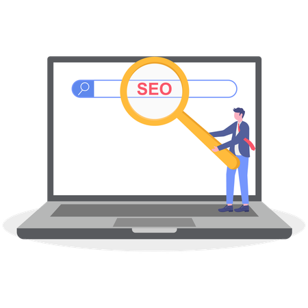 Businessman works with SEO  Illustration