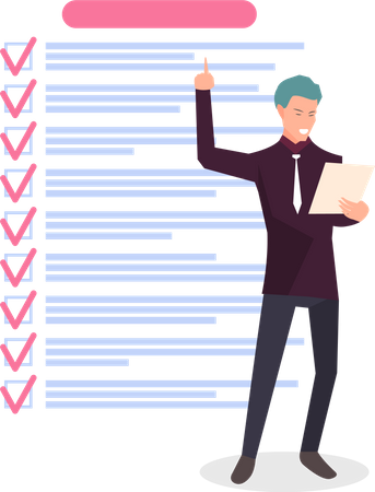 Businessman works with to do list  Illustration