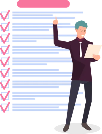 Businessman works with to do list  Illustration