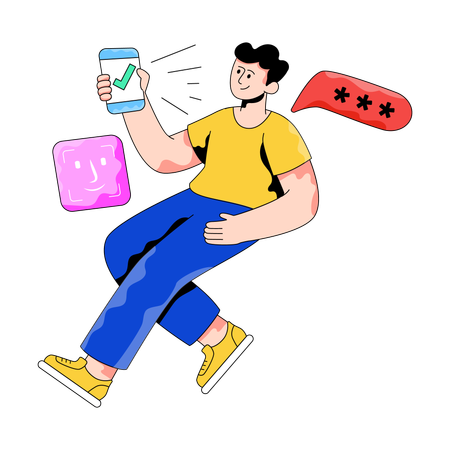 Businessman works with Two Step Verification of mails  Illustration
