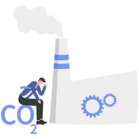 Businessman worried about environmental damage  Illustration