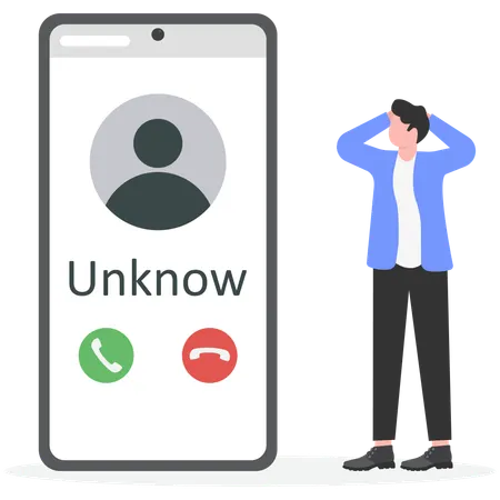 Businessman worried about scam call  Illustration