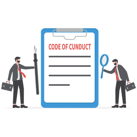 Businessman writing code of conduct document  일러스트레이션