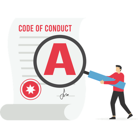 Businessman writing code of conduct document  Illustration