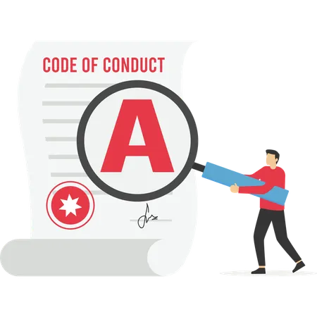 Businessman writing code of conduct document  Illustration