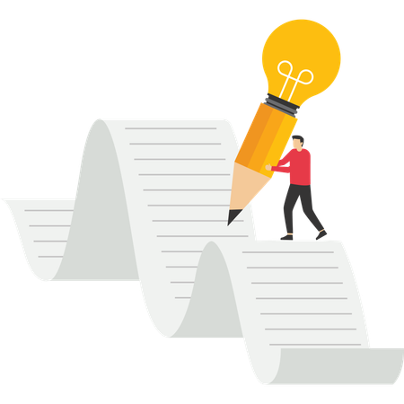 Businessman writing creative ideas on paper  Illustration