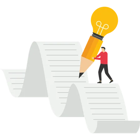 Businessman writing creative ideas on paper  Illustration