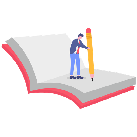 Businessman writing in book  Illustration