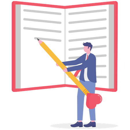 Businessman writing in diary  Illustration