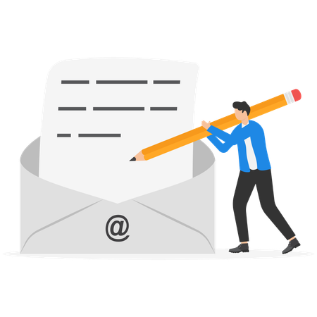 Businessman writing mail  Illustration