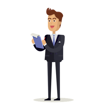 Businessman writing notes  Illustration