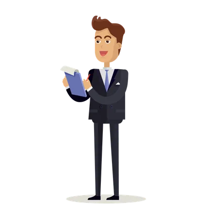 Businessman writing notes  Illustration