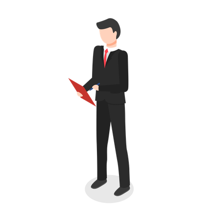 Businessman writing notes  Illustration