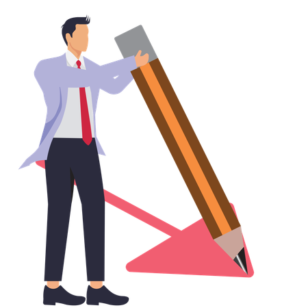Businessman writing path with pencil idea  Illustration