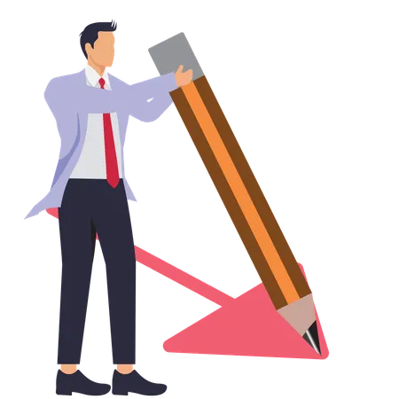 Businessman writing path with pencil idea  Illustration