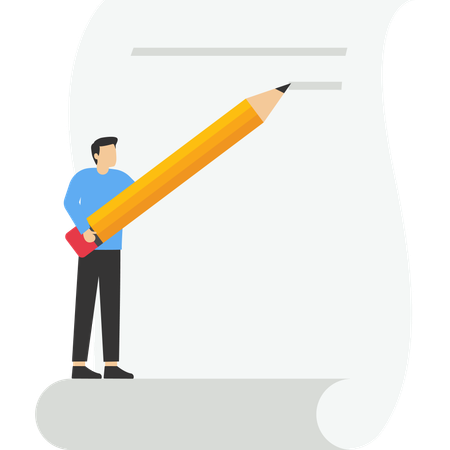 Businessman writing project report and plan  Illustration