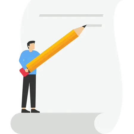 Businessman writing project report and plan  Illustration