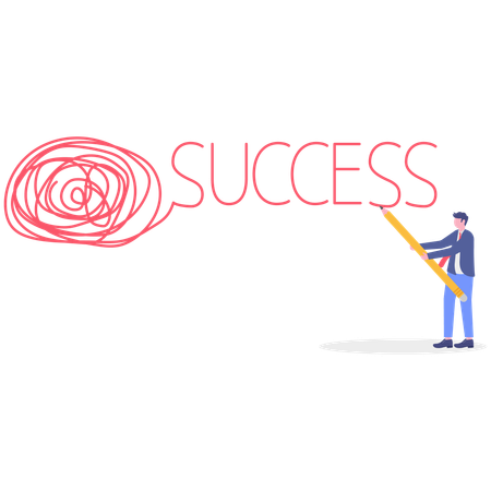 Businessman writing success using pen  Illustration