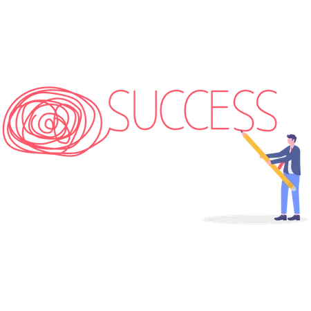 Businessman writing success using pen  Illustration