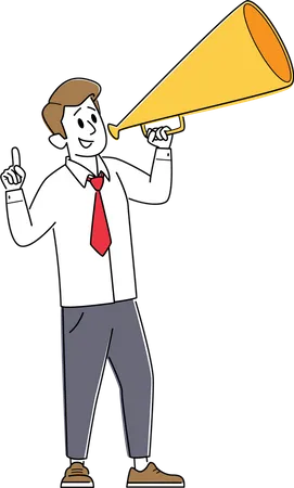 Businessman Yell with Megaphone Illustration