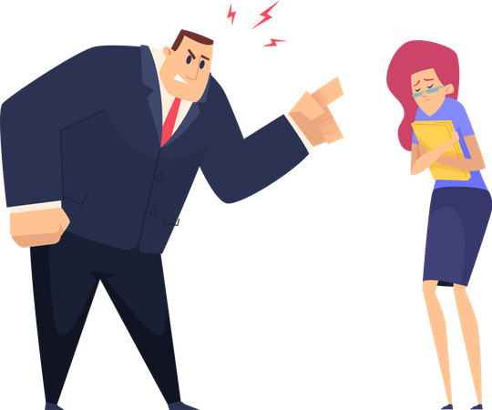 Businessman yelling at female assistant  Illustration