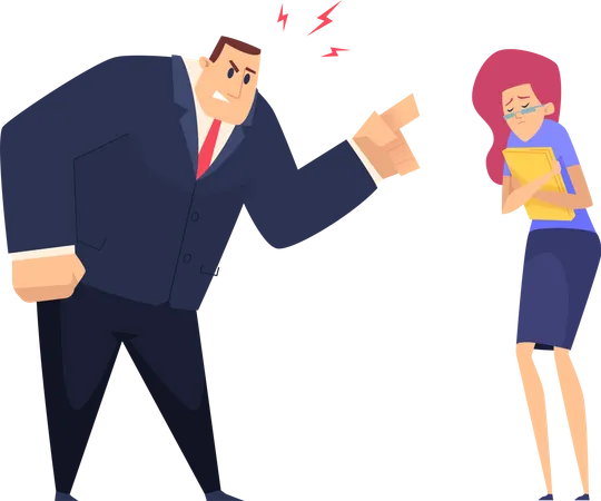 Businessman yelling at female assistant  Illustration