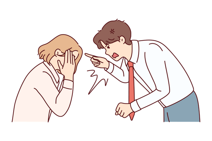 Businessman yelling at female assistant  Illustration